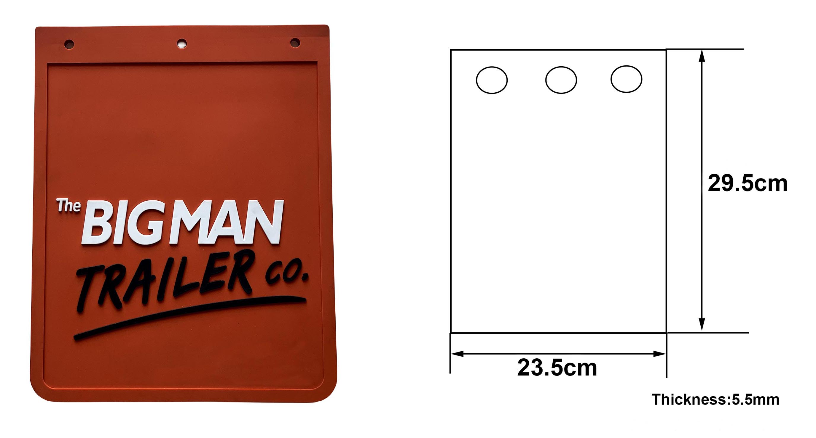 mudflaps overall length, width and height dimensions