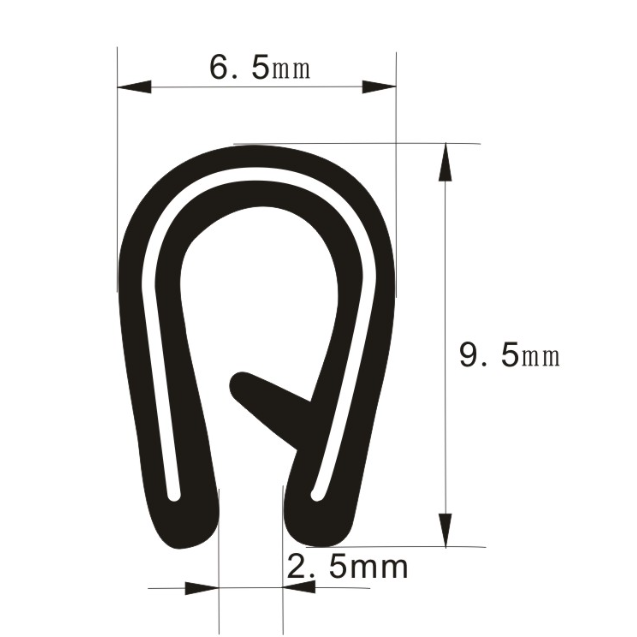 PVC U-Shaped Sealing Strip dimension figure