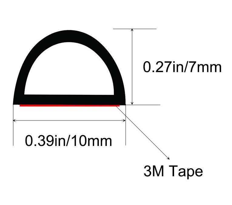 EPDM RUBBER SEAL STRIP dimension figure