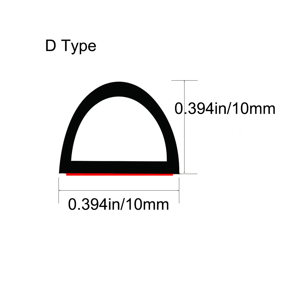 D-Shape Car Door Rubber Seal Strip dimension figure