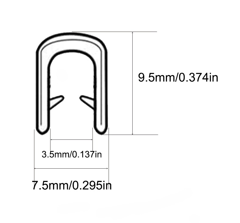 PVC U-Shaped Sealing Strip dimension figure