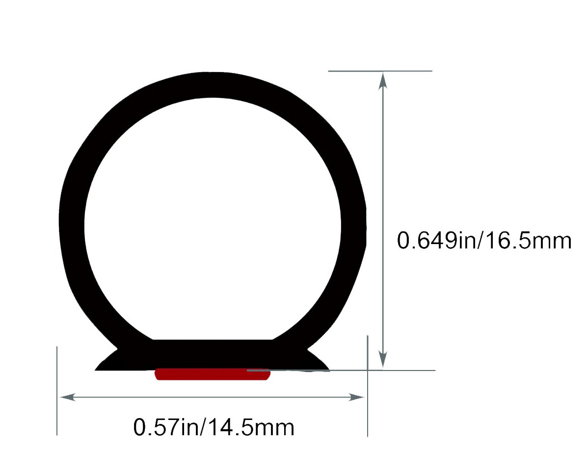 D-Shape Self Rubber Seal Strip dimension figure